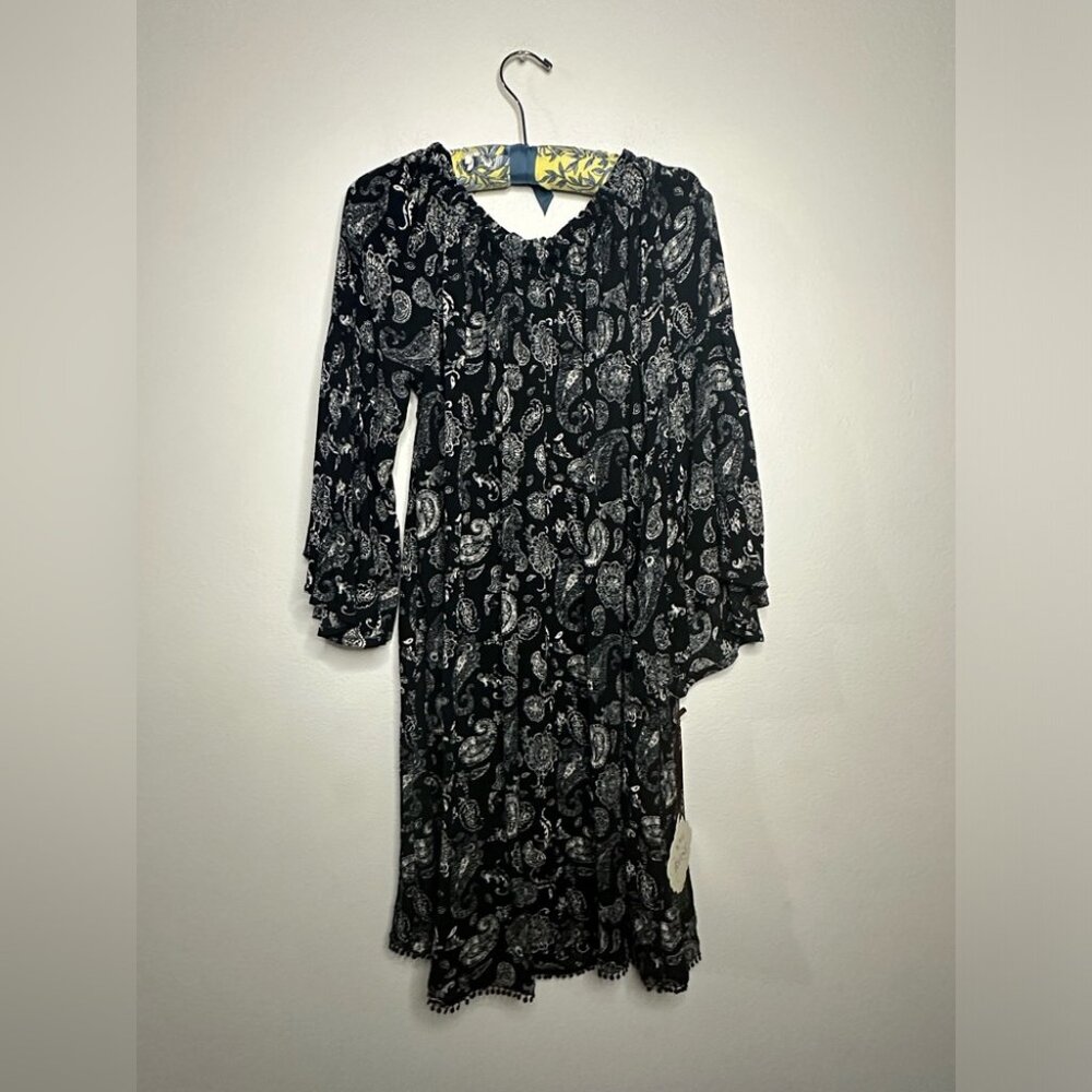 NWTs Knox Rose Womens Size Small Off Shoulder Bell Sleeve Dress Boho Floral Sz L
